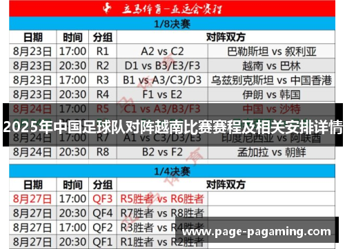 2025年中国足球队对阵越南比赛赛程及相关安排详情