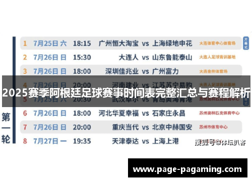 2025赛季阿根廷足球赛事时间表完整汇总与赛程解析